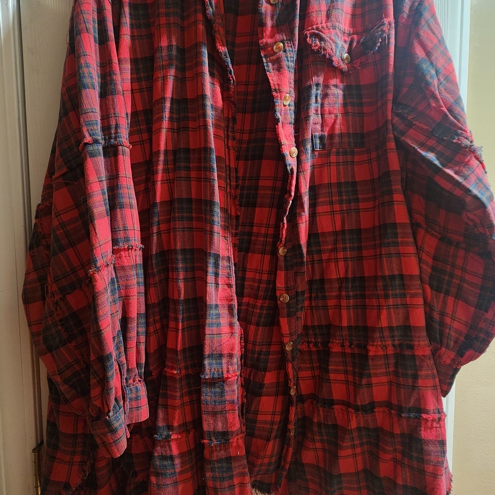 Easel Red and Black Plaid Shirt